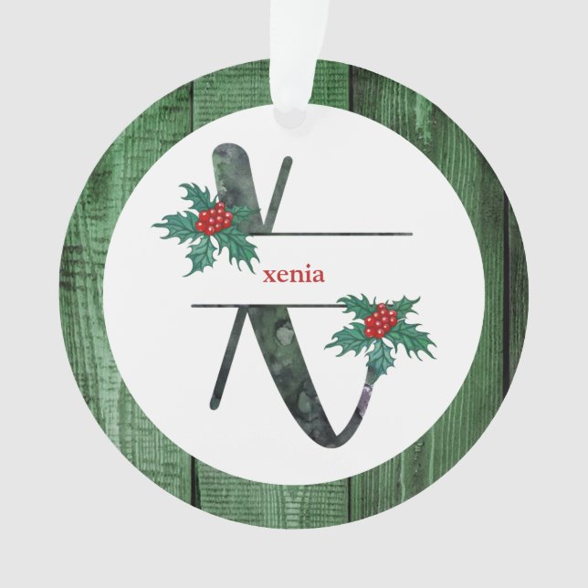 *~* Letter X Rustikales Weihnachtsfest FOTO Holz A Ornament (Vorderseite)