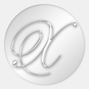Letter X-Skript erste Imitate Silber-Monogramm-Gef Runder Aufkleber