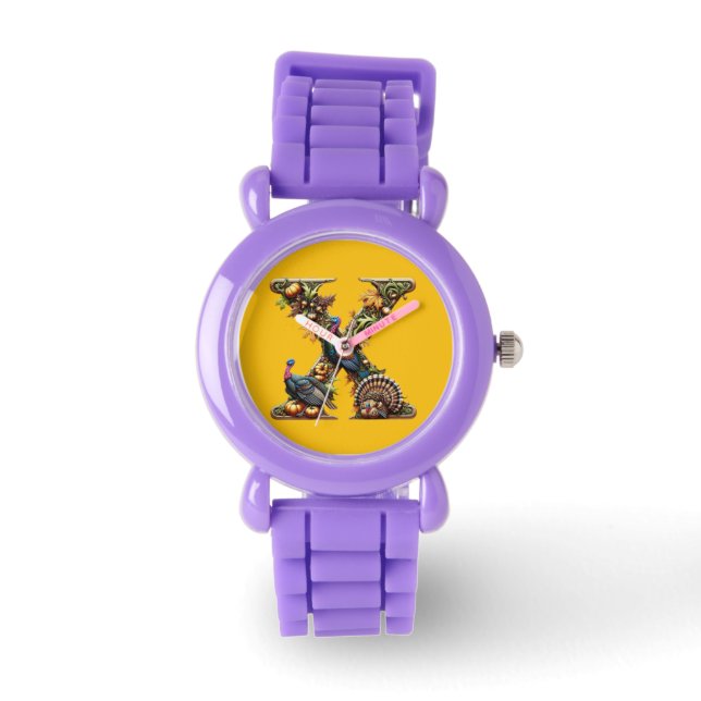 Letter X Thanksgiving turkey style  Armbanduhr (Vorderseite)