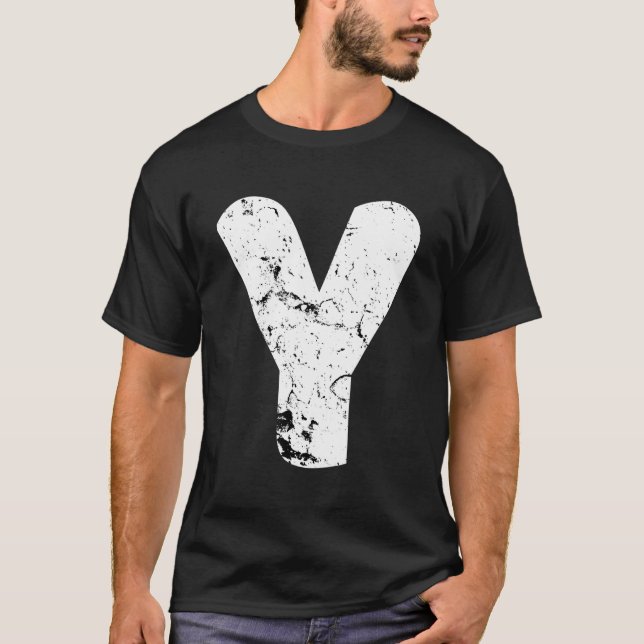 Letter Y Big Hauptstadt Alphabet Monogramm gestört T-Shirt (Vorderseite)
