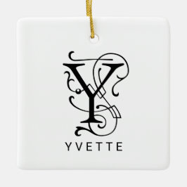 Letter Y Elegant Monogram Christmas Ornament