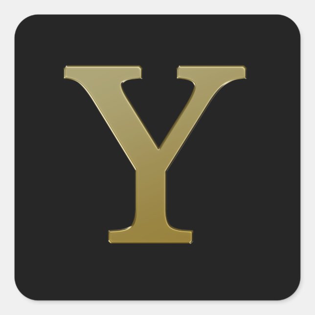 Letter Y Gold Square Sticker (Vorderseite)