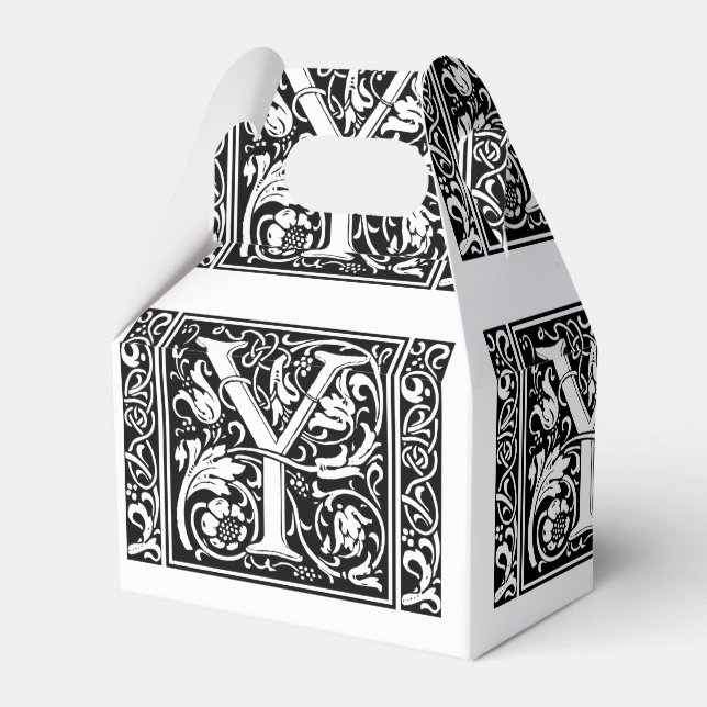 Letter Y Medieval Monogram Art Nouveau Geschenkschachtel (Vorderseite)