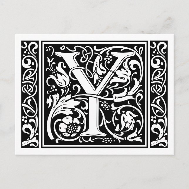 Letter Y Medieval Monogram Art Nouveau Postkarte (Vorderseite)