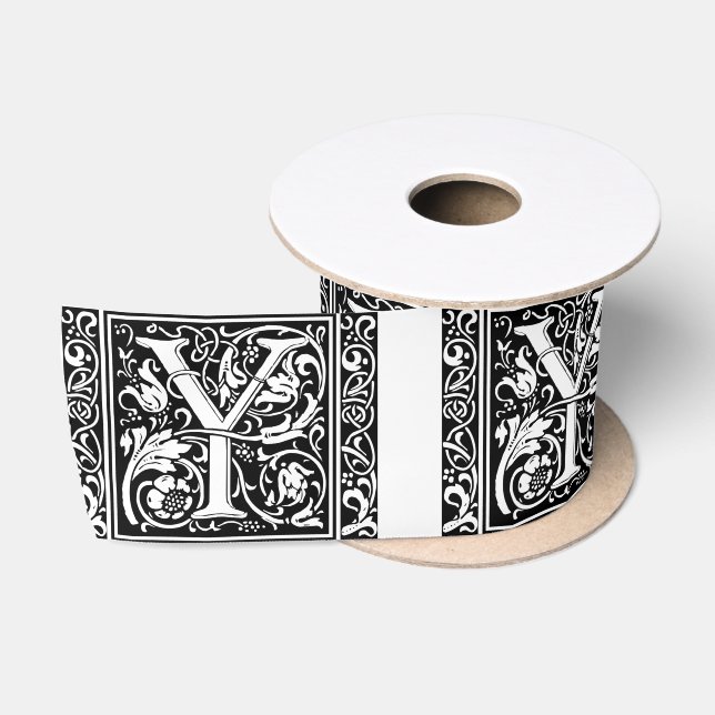 Letter Y Medieval Monogram Art Nouveau Satinband (Spule)