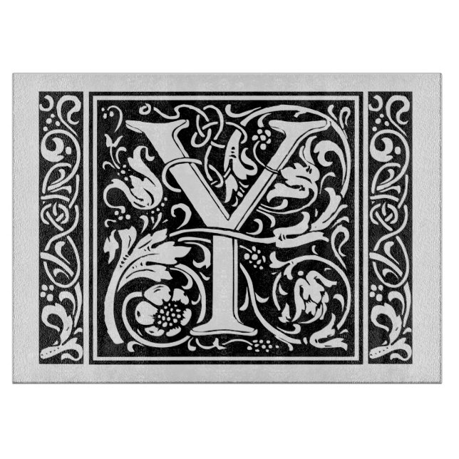 Letter Y Medieval Monogram Art Nouveau Schneidebrett (Vorderseite)