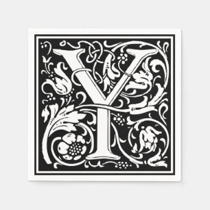 Letter Y Medieval Monogram Art Nouveau Serviette
