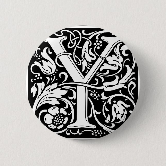 Letter Y Medieval Monogram Vintag Initial Button (Vorderseite)