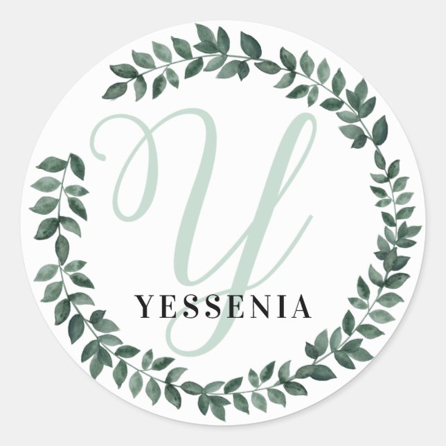 Letter Y Monogram Individuelle Name Minimalistisch Runder Aufkleber (Vorderseite)