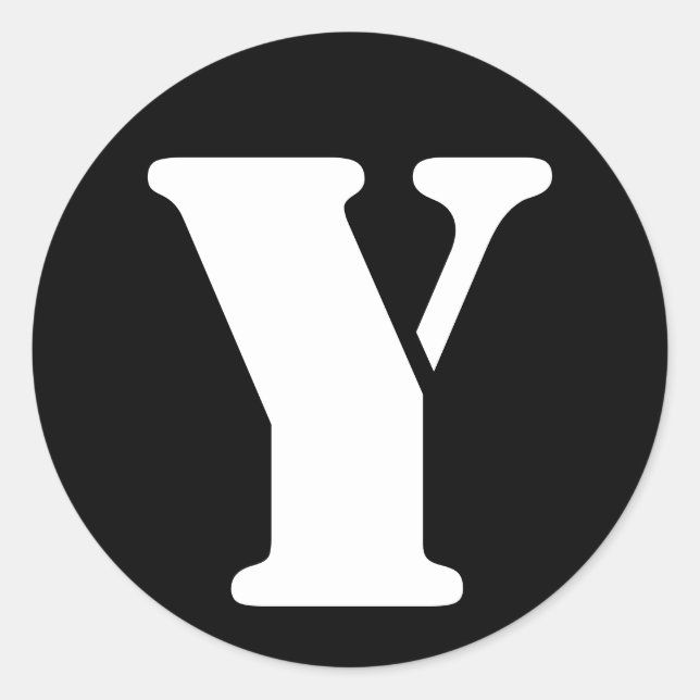 Letter Y Stencil Alphabet von Janz Black Runder Aufkleber (Vorderseite)