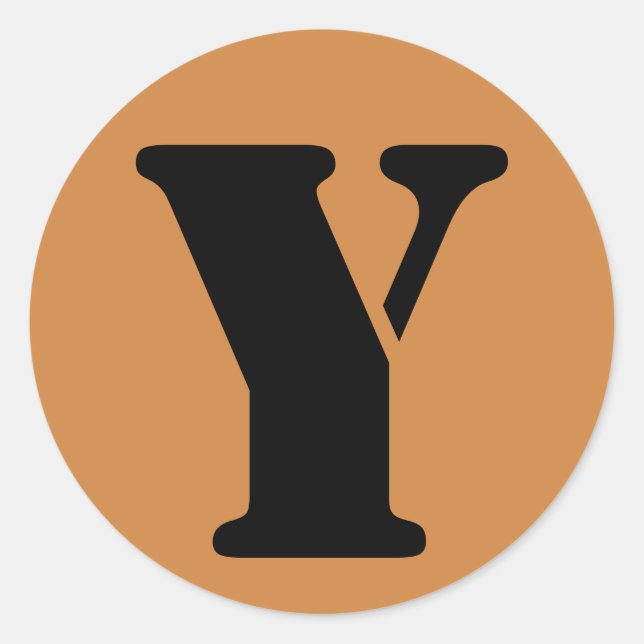 Letter Y Stencil Alphabet von Janz Peru Gold Runder Aufkleber (Vorderseite)