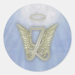 Letter Z Angel Monogram Runder Aufkleber