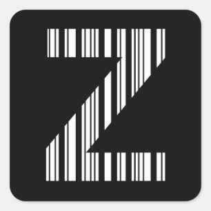 LETTER Z BAR CODE Erstes erstes Barcode-Muster Quadratischer Aufkleber