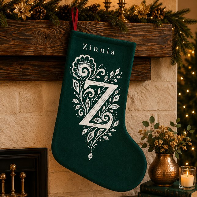 Letter Z Botanical Monogram Personalized Stocking Kleiner Weihnachtsstrumpf (Von Creator hochgeladen)