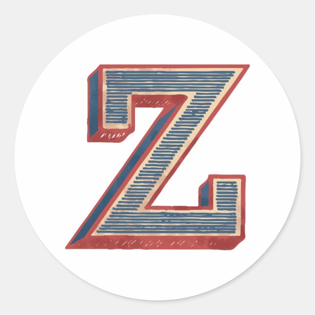 Letter "Z" Elegant bestickt Runder Aufkleber (Vorderseite)