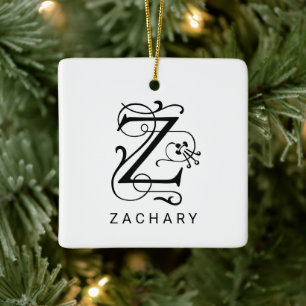 Letter Z Elegant Monogram Christmas Ornament