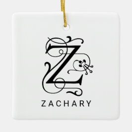 Letter Z Elegant Monogram Christmas Ornament