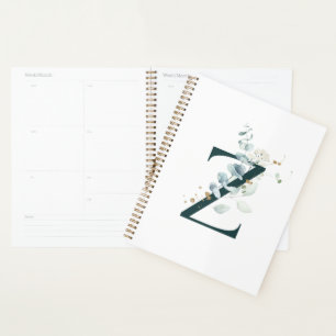 Letter Z Eukalyptus und Gold Mit Monogramm Planner Planer