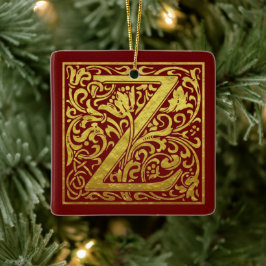 Letter Z First Letter Imitate Gold Red Keramikornament