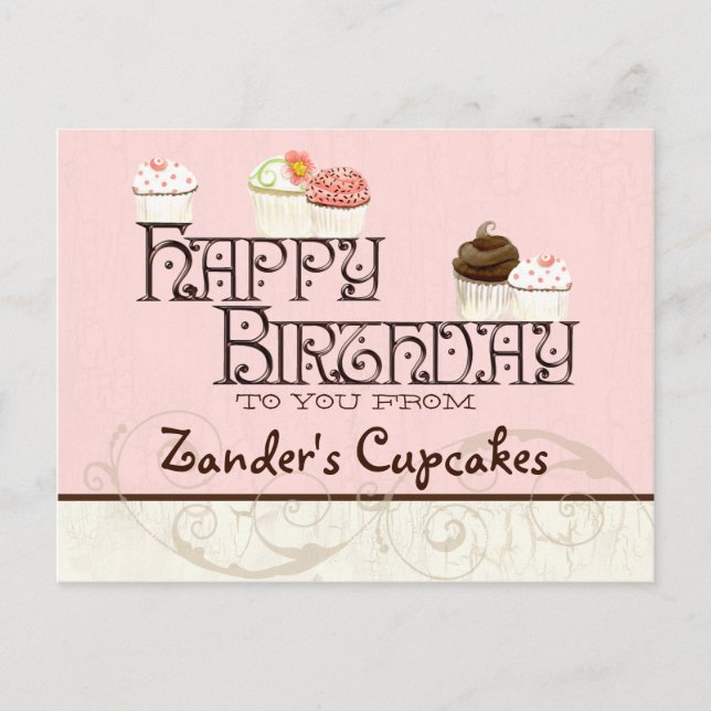 Letter Z Happy Birthday Cupcake Business Postkarte (Vorderseite)
