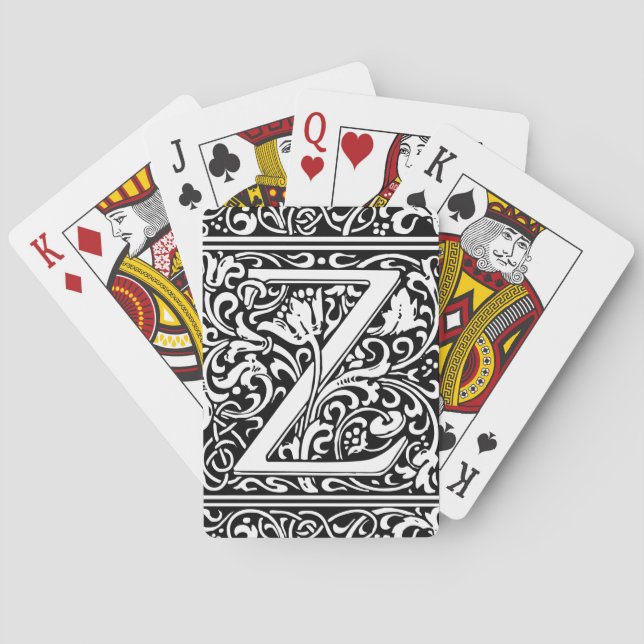 Letter Z Medieval Monogram Art Nouveau Spielkarten (Rückseite)