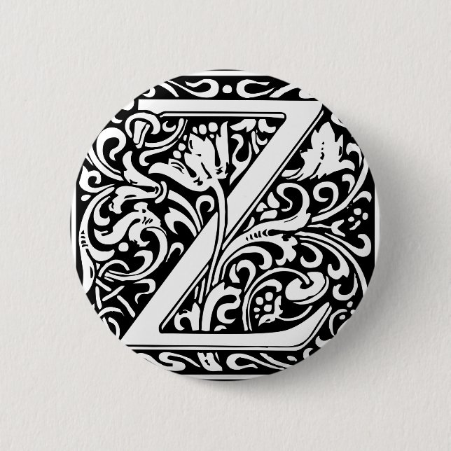 Letter Z Medieval Monogram Vintag Initial Button (Vorderseite)