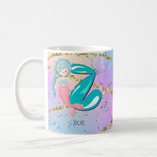Letter Z Monogram Niedliches Mermaid-Kinderzimmer Kaffeetasse