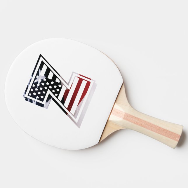 Letter Z Monogram Patriotic Tischtennis Schläger (Rückseite Seitenansicht)