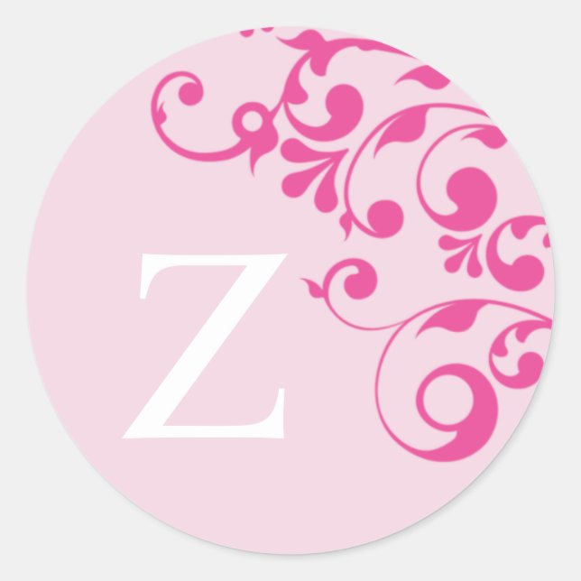 Letter Z Monogram Pink Wedding Umschlag Aufkleber (Vorderseite)