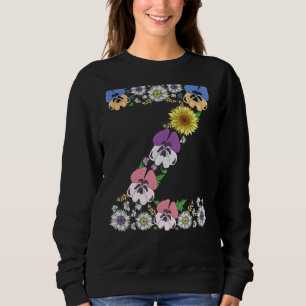 Letter Z Niedlich Initial Monogram Floral Alphabet Sweatshirt