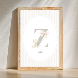 Letter Z Nursery Wall Art - Custom Baby Name Print Poster