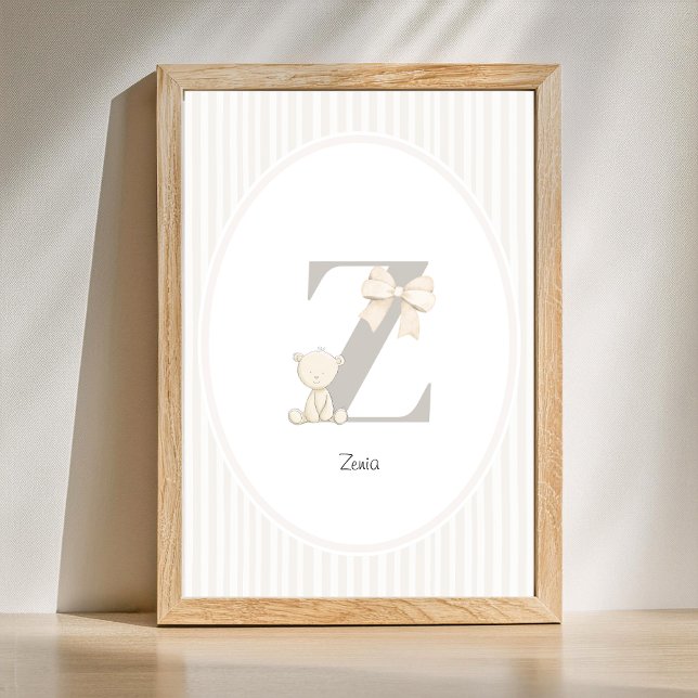 Letter Z Nursery Wall Art - Custom Baby Name Print Poster (Letter Z Nursery Wall Art - Custom Baby Name Print)