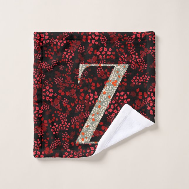 Letter Z - Rot- und Bordeauxfreiheit Badhandtuch Set (Waschlappen)
