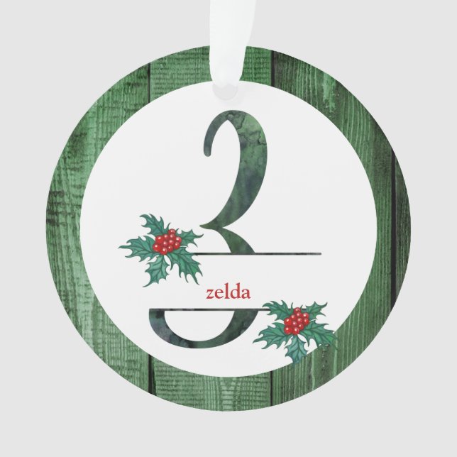 *~* Letter Z Rustikales Weihnachtsfest FOTO Holz A Ornament (Vorderseite)