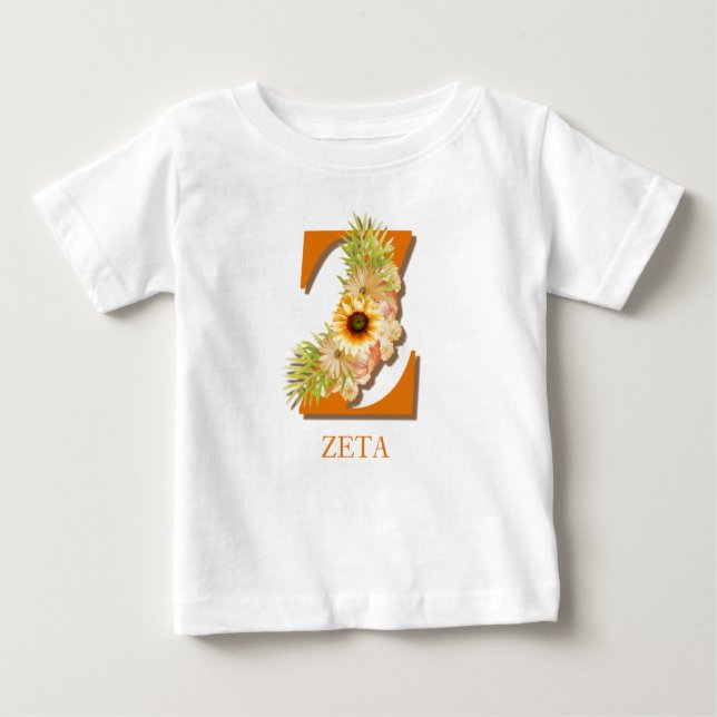 Letter Z Sunflower Monogram mit Name Baby T-shirt (Vorderseite)