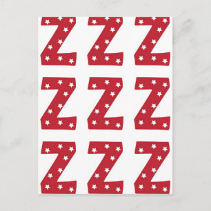 Letter Z - White Stars on Dark Red Postkarte