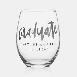 Lettered Graduate Personalisiert Class of Abschlus Weinglas Ohne Stiel