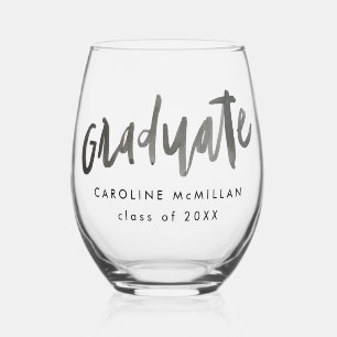 Lettered Graduate Personalisiert Class of Abschlus Weinglas Ohne Stiel