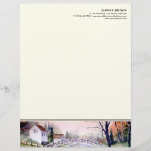 Letterhead Arched Bridge Aquarellbilder Briefbogen