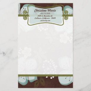 Letterhead Stationery Hawaiian Blue Blume Briefpapier