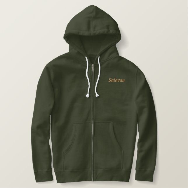 Lettering Salavan, your hometown Bestickter Hoodie (Design vorne)