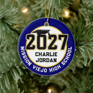 Letterman Abschlussjahrgang 2027 Foto Abschlussfei Keramik Ornament