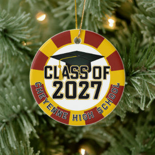 Letterman Abschlussjahrgang 2027 Foto Abschlussfei Keramik Ornament