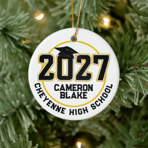Letterman Abschlussjahrgang 2027 Foto Abschlussfei Keramik Ornament