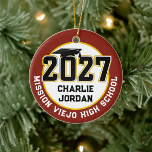 Letterman Abschlussjahrgang 2027 Foto-Abschlussfei Keramik Ornament