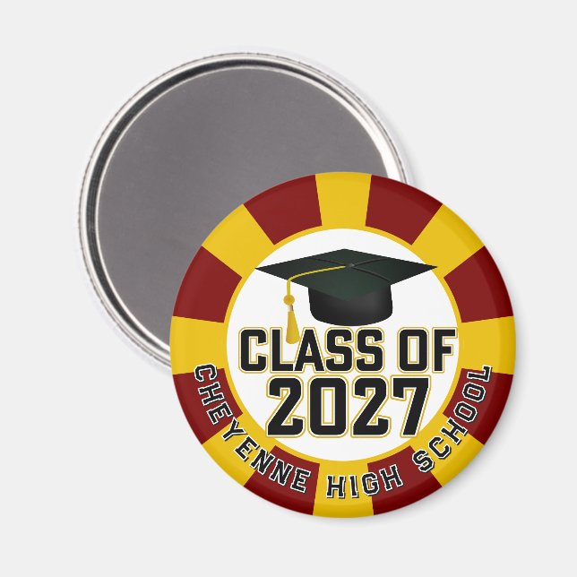 Letterman Abschlussjahrgang 2027 Magnet (Vorderseite/Rückseite)