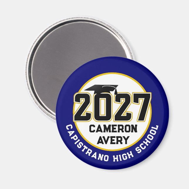 Letterman Abschlussklasse 2027 Diplomfeier Magnet (Vorderseite/Rückseite)