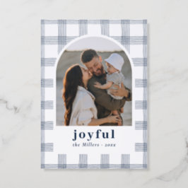 Letterpress Joyful Plaid Arch Photo Christmas