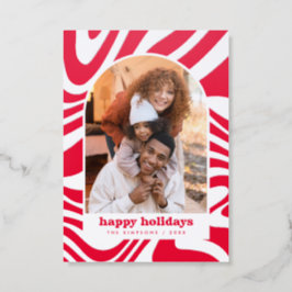 Letterpress Modern Arch Groovy Christmas Photo