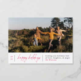 Letterpress Modern Happy Holidays Christmas Photo